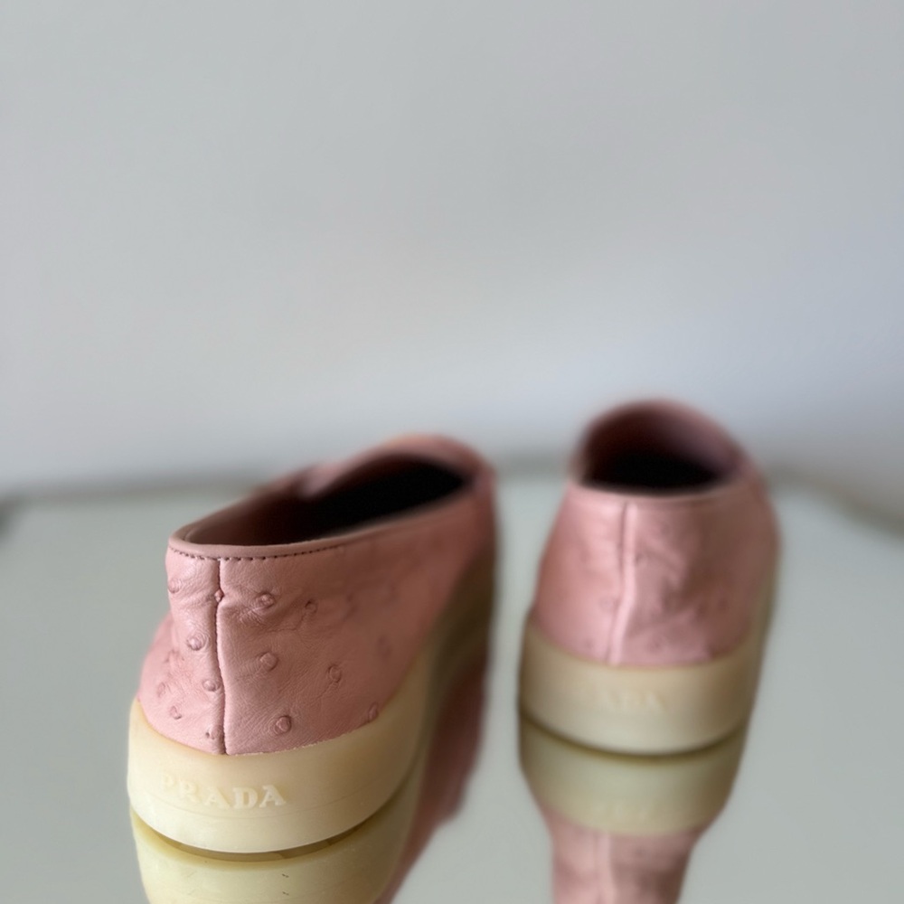 New PRADA Ostrich Leather Loafers $3,200 40 - Picture 9 of 12